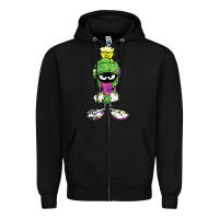 Black Marvin The Martian Glitch Zipper Hoodie - trangStudio
