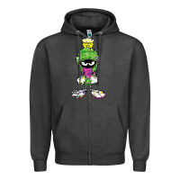 Charcoal Heather Marvin The Martian Glitch Zipper Hoodie - trangStudio