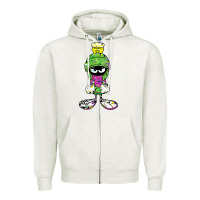 Oatmeal Heather Marvin The Martian Glitch Zipper Hoodie - trangStudio