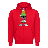 Red Marvin The Martian Glitch Zipper Hoodie - trangStudio