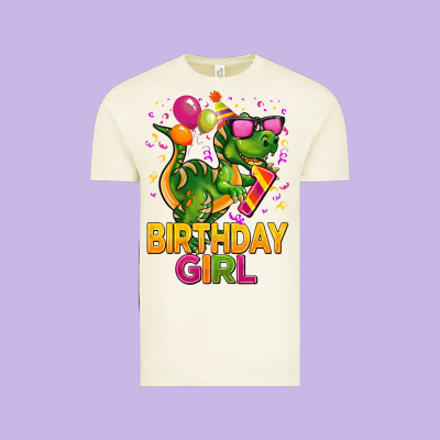 1st Birthday Girl T Rex Pink Vintage Tee Designed By Cowgirlartshop