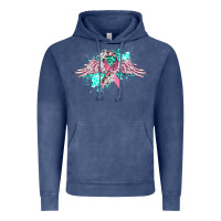 Vintage Denim cancer ribbon with angel wings Vintage Hoodie - CowGirlArtShop