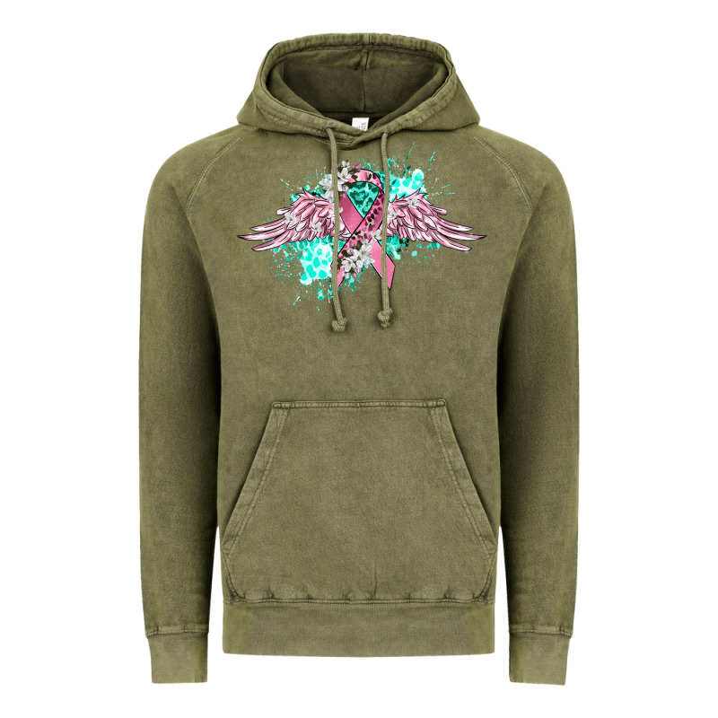 Cancer Ribbon With Angel Wings Vintage Hoodie by CowGirlArtShop | Teevron