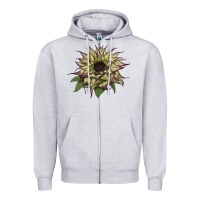 Heather Grey sun   fill purple sunflower Zipper Hoodie - LillyAllenDesigns