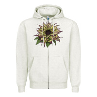 Oatmeal Heather sun   fill purple sunflower Zipper Hoodie - LillyAllenDesigns
