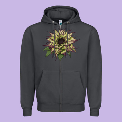 Sun   Fill Purple Sunflower Zipper Hoodie Designed By Lillyallendesigns