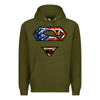 Army Green super american flag logo Premium Hoodie - LillyAllenDesigns
