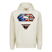 Oatmeal Heather super american flag logo Premium Hoodie - LillyAllenDesigns