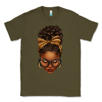 Army Green afro messy bun leopard bow Classic Tee - texasbilliewilder