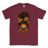 Burgundy afro messy bun leopard bow Classic Tee - texasbilliewilder