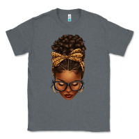 Charcoal Heather afro messy bun leopard bow Classic Tee - texasbilliewilder