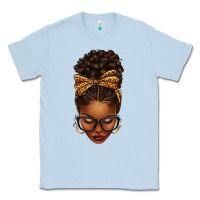 Dusty Blue afro messy bun leopard bow Classic Tee - texasbilliewilder