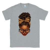 Heather Grey afro messy bun leopard bow Classic Tee - texasbilliewilder