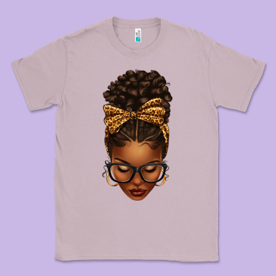 Afro Messy Bun Leopard Bow Classic Tee Designed By Texasbilliewilder