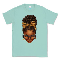 Seafoam afro messy bun leopard bow Classic Tee - texasbilliewilder