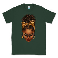 Sports Green afro messy bun leopard bow Classic Tee - texasbilliewilder
