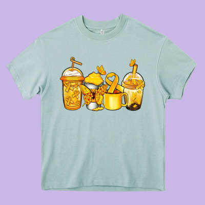 Childhood Cancer Coffee Heavy Core Tee Designed By Jasminsmagicworld