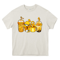 Cream childhood cancer coffee Heavy Core Tee - Jasminsmagicworld