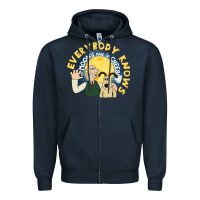 Navy everybody knows the moons made of cheese! Zipper Hoodie - trangStudio