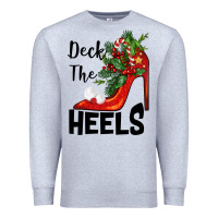 Heather Grey deck the heels Christmas Premium Sweatshirt - BarkalooDesign