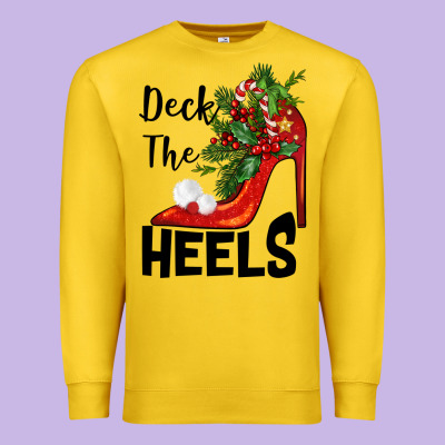 Deck The Heels Christmas Premium Sweatshirt Designed By Barkaloodesign