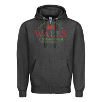 Charcoal Heather Rugby Welsh Gift Red Dragon Flag of Wales Zipper Hoodie - trangStudio