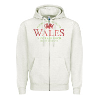 Oatmeal Heather Rugby Welsh Gift Red Dragon Flag of Wales Zipper Hoodie - trangStudio