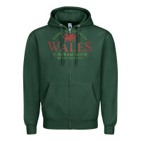 Sports Green Rugby Welsh Gift Red Dragon Flag of Wales Zipper Hoodie - trangStudio