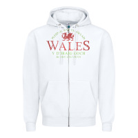 White Rugby Welsh Gift Red Dragon Flag of Wales Zipper Hoodie - trangStudio