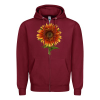 Burgundy The  Sunflower Zipper Hoodie - LillyAllenDesigns