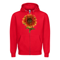Red The  Sunflower Zipper Hoodie - LillyAllenDesigns