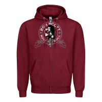 Burgundy Bon Scott Rock n' Roll Lion Shield Zipper Hoodie - trangStudio