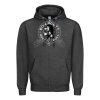Charcoal Heather Bon Scott Rock n' Roll Lion Shield Zipper Hoodie - trangStudio
