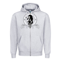 Heather Grey Bon Scott Rock n' Roll Lion Shield Zipper Hoodie - trangStudio