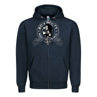 Navy Bon Scott Rock n' Roll Lion Shield Zipper Hoodie - trangStudio