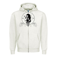 Oatmeal Heather Bon Scott Rock n' Roll Lion Shield Zipper Hoodie - trangStudio