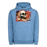 Pigment Pebble Blue firefighter skull Urban Hoodie - AdoDesignShop