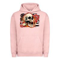Pigment Salmon firefighter skull Urban Hoodie - AdoDesignShop