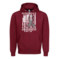 Burgundy Parkinson's Disease Awareness T  Gift for PD Patients Zipper Hoodie - trangStudio