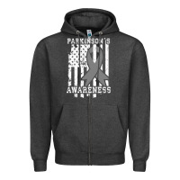 Charcoal Heather Parkinson's Disease Awareness T  Gift for PD Patients Zipper Hoodie - trangStudio