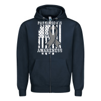 Navy Parkinson's Disease Awareness T  Gift for PD Patients Zipper Hoodie - trangStudio