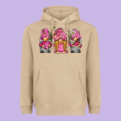 Breast Cancer Gnome Heavyweight Hoodie Designed By Barkaloodesign