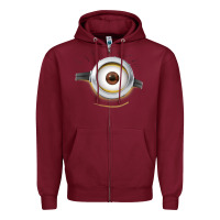 Burgundy Carl Side Smile Zipper Hoodie - trangStudio