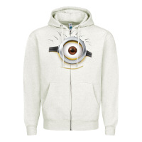 Oatmeal Heather Carl Side Smile Zipper Hoodie - trangStudio