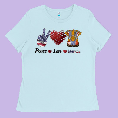 Peace Love Veteran Ladies Tee Designed By Bettercallsaul