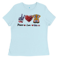 Baby Blue Peace Love Veteran Ladies Tee - Bettercallsaul