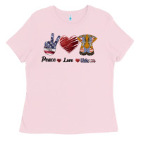 Bubblegum Pink Peace Love Veteran Ladies Tee - Bettercallsaul