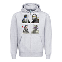 Heather Grey Ninja Artists Leonardo Donatello Raphael Michelangelo Parody Renaissan Zipper Hoodie - trangStudio