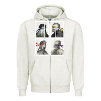 Oatmeal Heather Ninja Artists Leonardo Donatello Raphael Michelangelo Parody Renaissan Zipper Hoodie - trangStudio