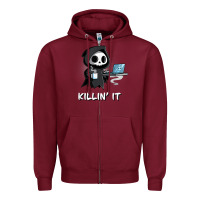 Burgundy killin' it shirt funny grim reaper halloween sarcasm Zipper Hoodie - trangStudio